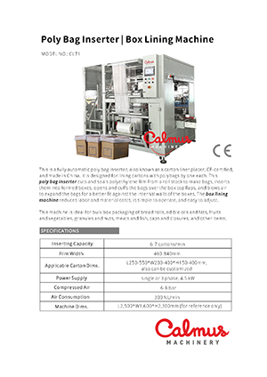 Brochure - Poly Bag Inserter Box Lining Machine CL71